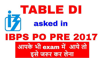 Memory Based Table DI asked in IBPS PO PRE 2017 Exam