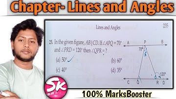 In the given figure AB||CD. if  ∠APQ=70° and  ∠PRD=120° then  ∠QPR=? | Lines and Angles |Class 9th |