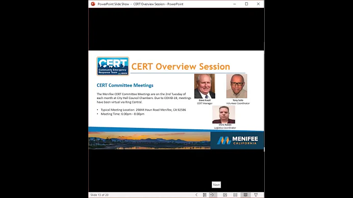 Menifee Emergency Preparedness Week - CERT Presentation