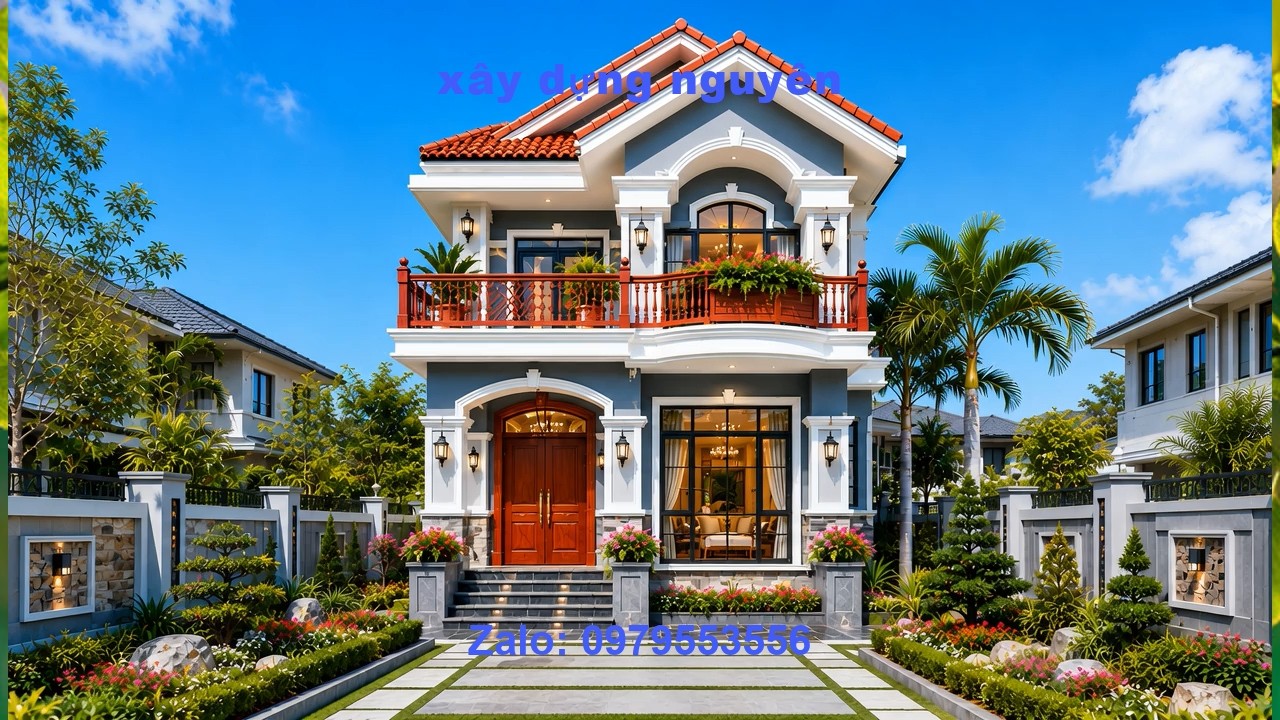 Mẫu Biệt Thự 2 Tầng Mái Thái Diện Tích 7x20m Thiết Kế 4 Phòng Ngủ #nha2tang #maithai
