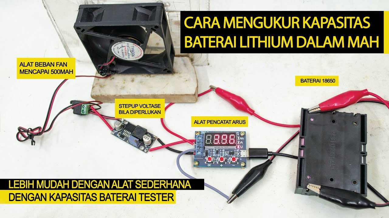 Cara Tes Kapasitas Baterai Lithium 18650 dengan indikator mAh Zb2L3