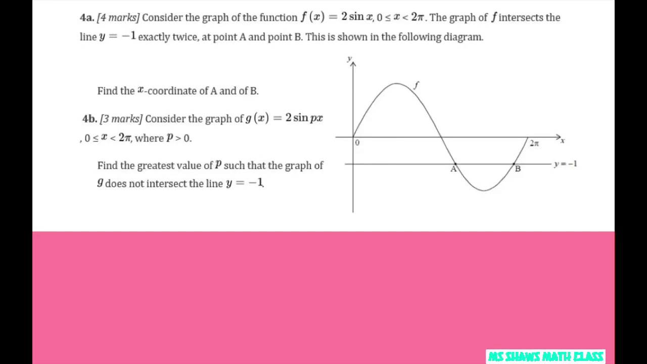 Find The Greatest Value Of P Such That The Graph Of G Does Not Intersect Y 1 G X 2 Sin Px Youtube