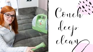 ✨COUCH DEEP CLEAN✨| HOW TO DEEP CLEAN YOUR COUCH | BISSELL LITTLE GREEN MACHINE | COUCH SHAMPOO