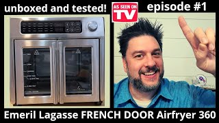 Emeril Lagasse FRENCH DOOR Airfryer 360 review. unbox, burn off, and airfry [398]
