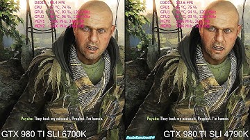 Skylake 6700K Vs 4790K Crysis 3 GTX 980 TI SLI Frame Rate Comparison