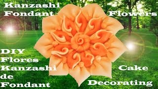 DIY flores de fondant para decorar tortas -  kanzashi flowers fondant cake decorating