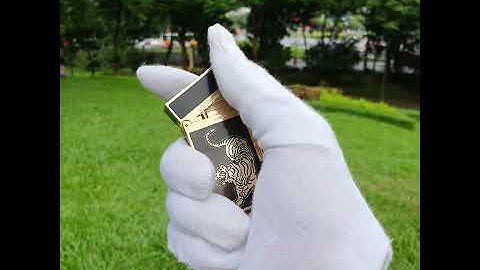 Bật Lửa Dupont Sơn Mài Hình Hổ Viền Vàng - D18