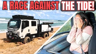 BEST 4X4 TRACK  HIGH TIDE VS BOGGED TRUCK ON BEACH  Travelling Australia