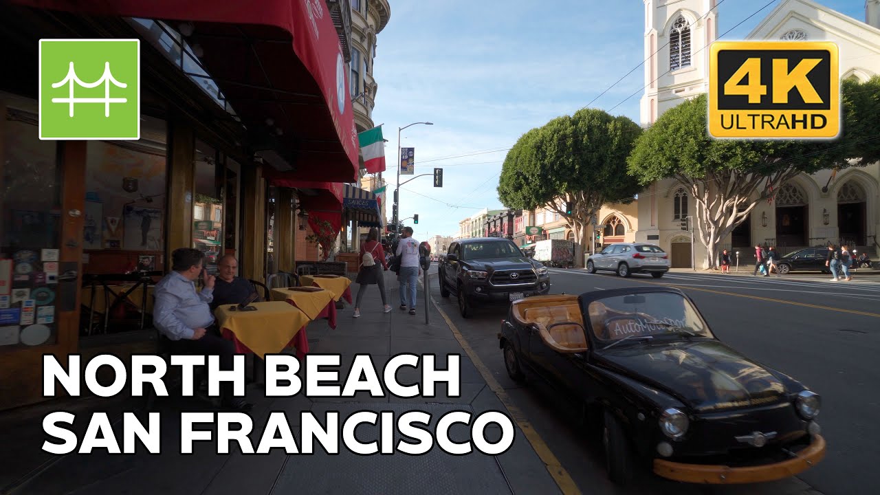 Walking tour of North Beach / Little Italy in San Francisco, California USA 2020 - 🎧 Ambient [4K]