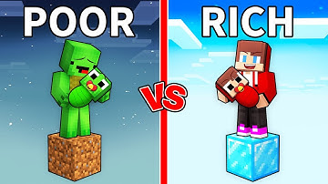 JJ and Mikey POOR vs RICH Family Skyblock Battle in Minecraft - Maizen