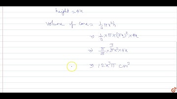 The radius and height of a cone are in the ratio 3:4. If its volume is 301.44` cm^3` Find the  ...