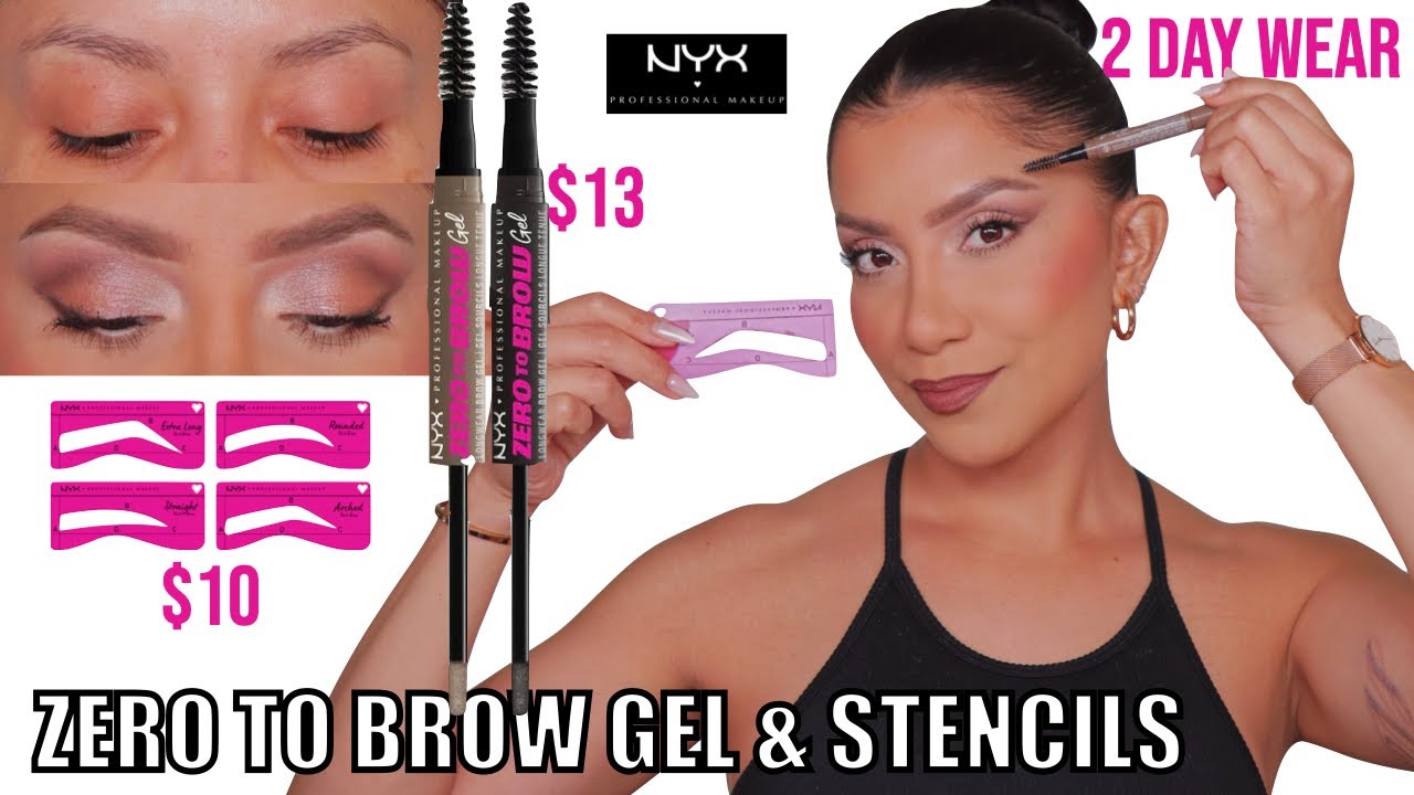 new* NYX ZERO TO BROW BROW GEL DUAL ENDED + STENCILS + 2 DAY WEAR *sparse  brows* | MagdalineJanet - YouTube