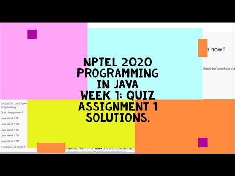 NPTEL 2020  ( 14 Sep - 06 Nov ) || Programming In Java | Week 1 : Quiz Assignment 1 Solutions.