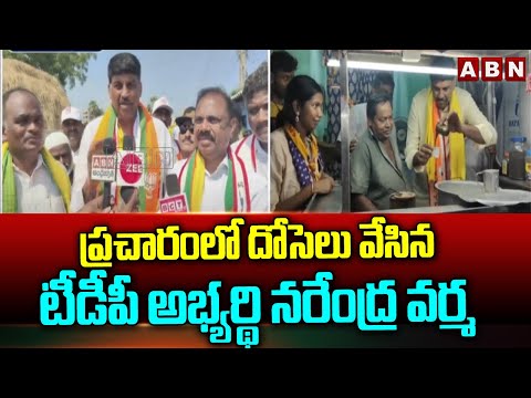 ప్రచారంలో దోసెలు వేసిన టీడీపీ అభ్యర్థి నరేంద్ర వర్మ | TDP Candidate Narendra Varma Election Campaign - ABNTELUGUTV