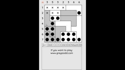 Grey is Odd - Today grids. Solution level 3 7X7 dated 04-25-2024 #logicpuzzles #logicgames  #games
