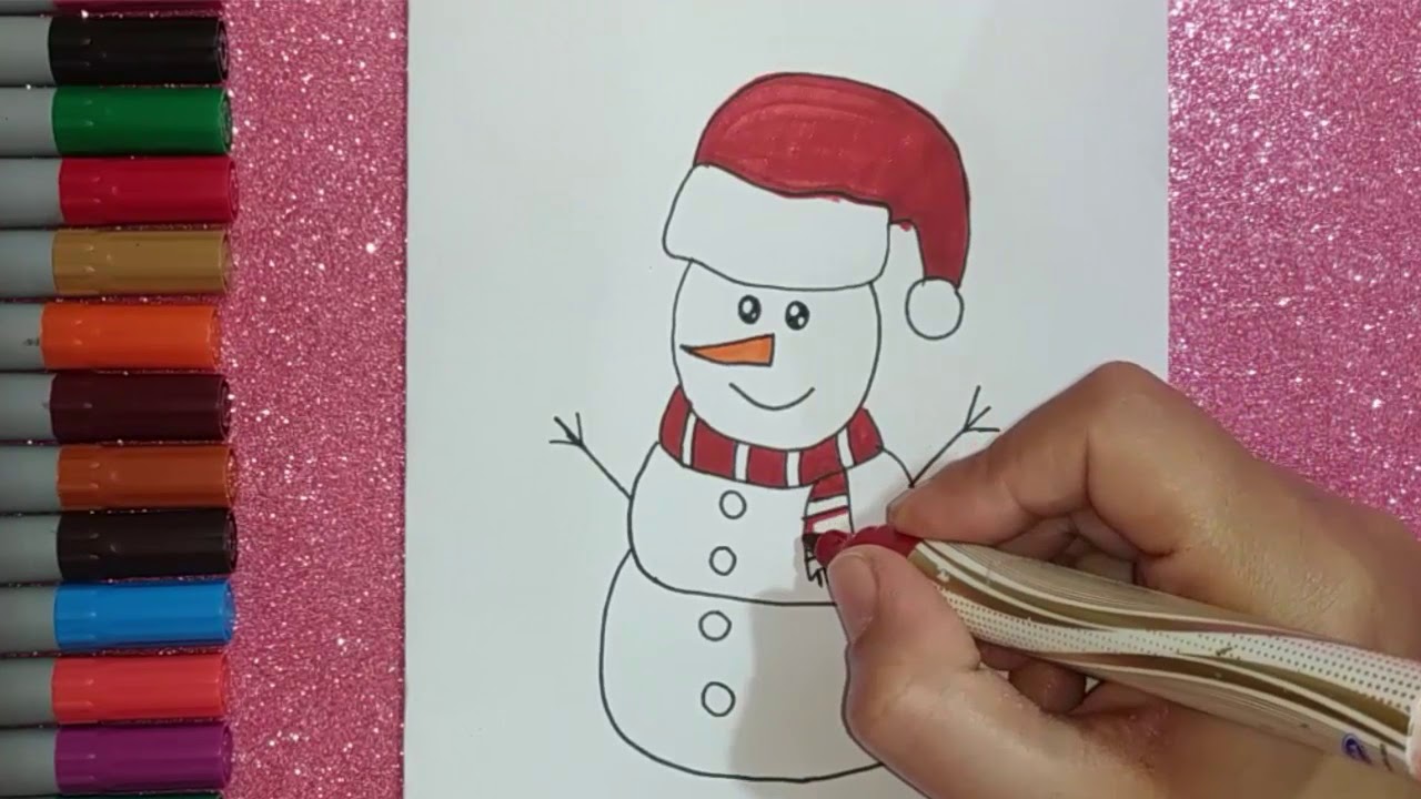 رسومات بسيطة وجميلة  تعلم كيفية رسم رجل الثلج