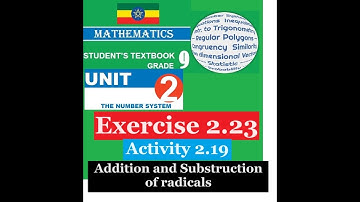 Mathematics Grade 9 Unit 2 Exercise 2.23 & Activity 2.19@Girma21