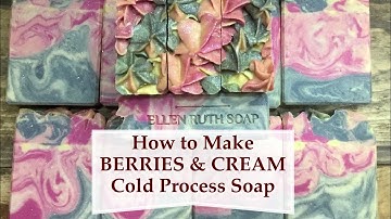 Making BERRIES & CREAM Cold Process Soap w/ Cream + Frosting Piping | Ellen Ruth Soap