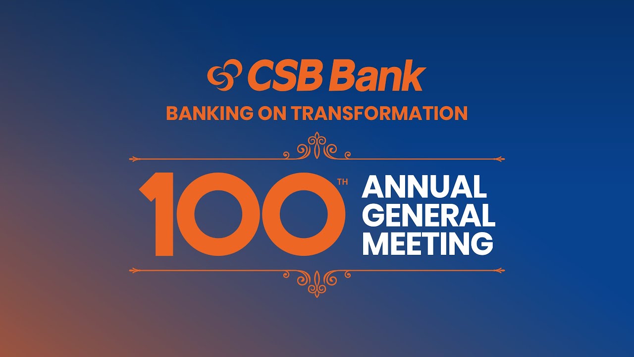 CSB Bank Ltd 100th Annual General Meeting 12 August 2021 YouTube