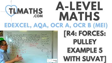 A-Level Maths: R4-10 [Forces: Pulley Example 5 with SUVAT]