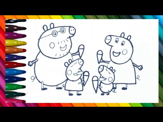 Desenhar E Colorir Peppa Pig Fugindo Do Dinossauro George Pig