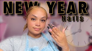 BLACK BLING NEW YEAR NAILS 🍾🎉 Builder Gel Nails Tutorial - LGNPro