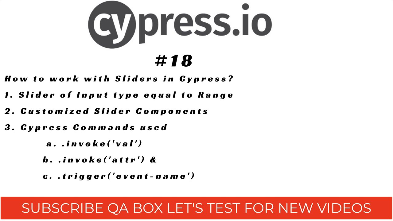Part 18 - How to work with Sliders in Cypress? | Both input type=range and customized Slider - YouTube Part 18 - How To Work With Sliders In Cypress? | Both Input Type=Range And Customized Slider - Youtube