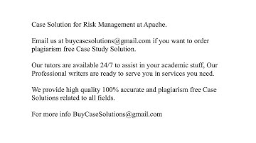 Case Solution Risk Management at Apache