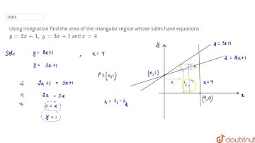 Using integration find the area of the triangular region whose sides have equations y=2x+1,\ y=3...