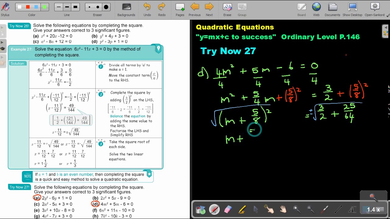 4 6 Quadratic Equations Solve by Completing the Square Part 2 - YouTube