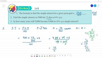 Class 8 TN Maths 4. LIFE MATHEMATICS   Try these Pg No 129  1.The formula to find  simple interest