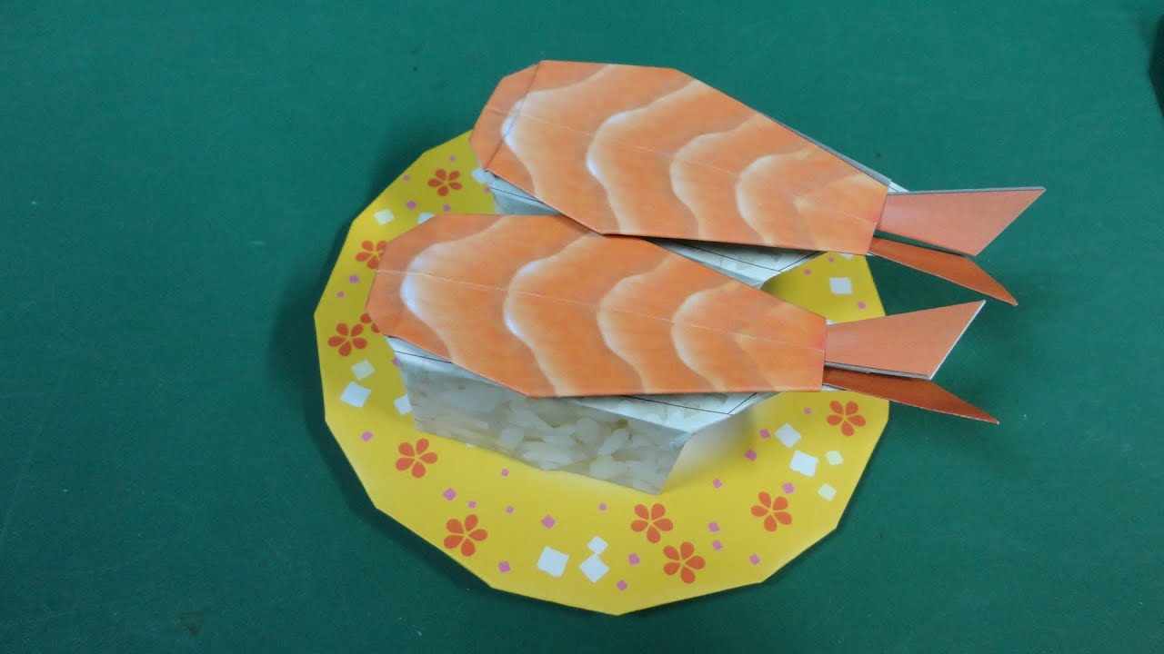 回転寿司折り紙 えび Conveyor Belt Sushi Bar Shrimp Youtube