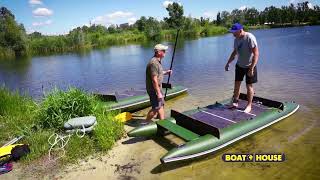видео: Надувной Мини катамаран для рыбалки, охоты | Inflatable Mini catamaran for fishing hunting BOATHOUSE картинка: Надувной Мини катамаран для рыбалки, охоты | Inflatable Mini catamaran for fishing hunting BOATHOUSE