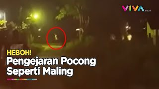 Terekam Kamera! Warga Kompak Ramai-Ramai Kejar yang Diduga Pocong