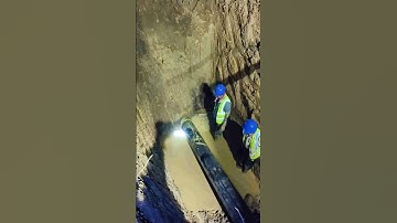 Trenchless pipe jacking construction. Good mechanical assistance at work.