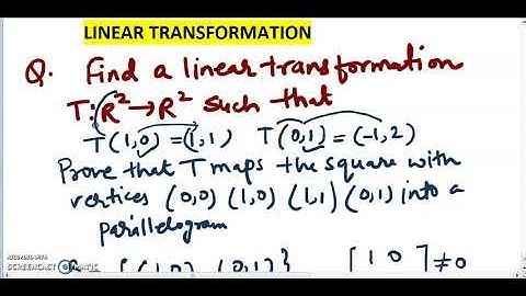 Find a linear transformation T:R^2 to R^2 such that T(1,0)=(1,1), T(0,1)=(-1,2).
