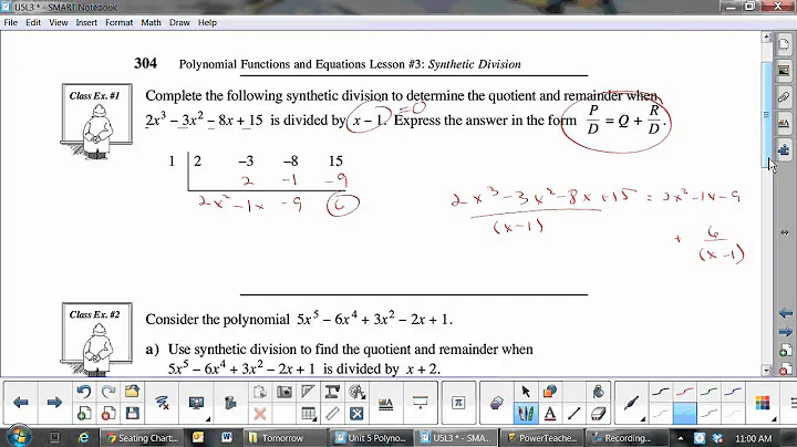 U5L3 Using Synthetic Division to Divide a Polynomial by a Binomial