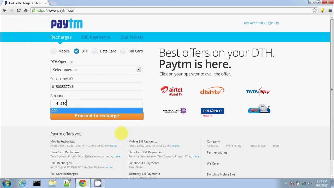 DISHTV RECHARGE ONLINE BY PAYTM YouTube