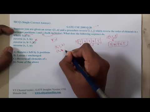 GATE CSE 2000 Q.38 || Arrays || Data Structure || GATE Insights Version: CSE