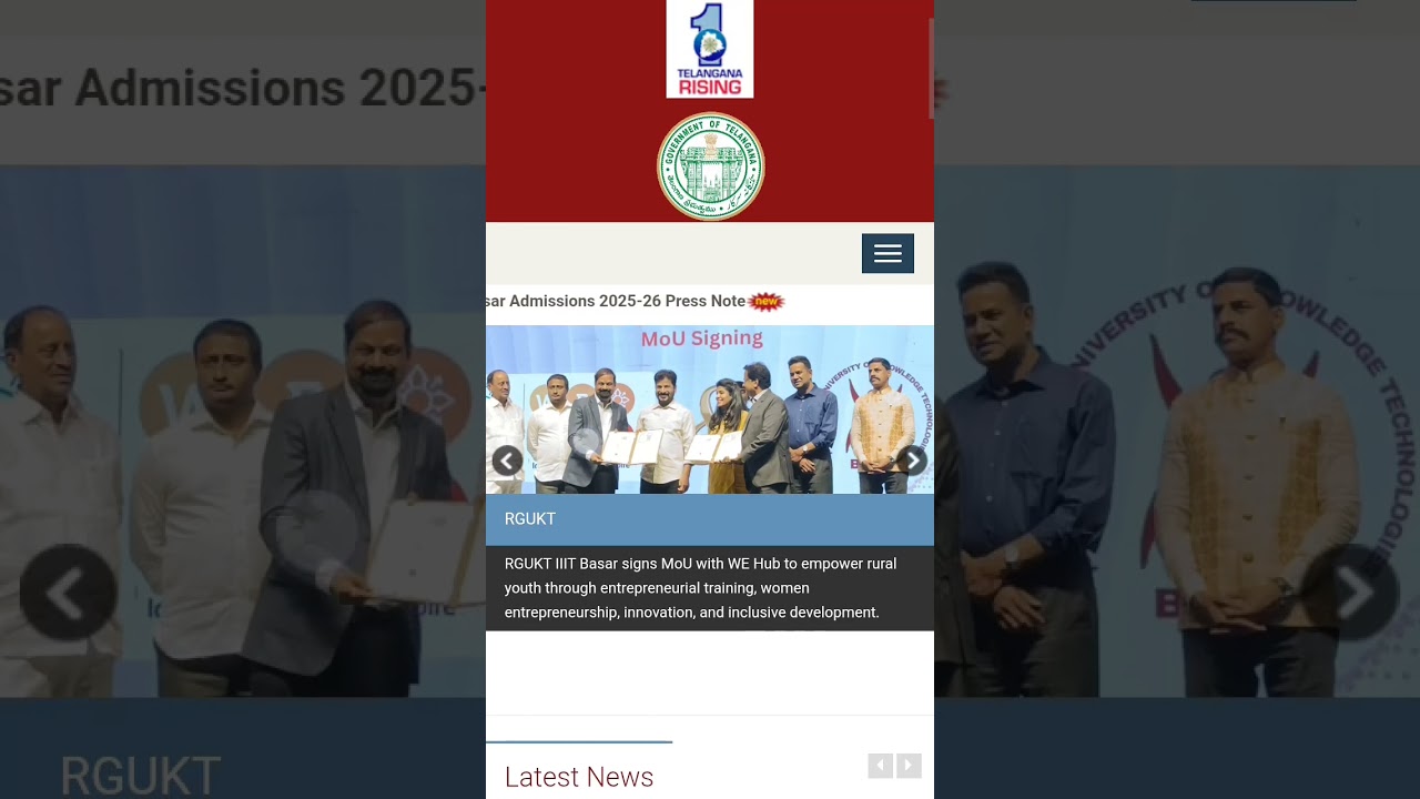 RGUKT Basara Admission 2025 Short Notice. 