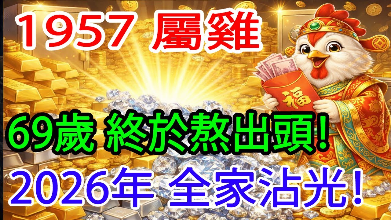 老天給你錢，如果你錯過了2026年，就錯過一輩子的錢！1957年屬雞人，69歲是最後一次翻身成有錢人的窗口！