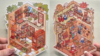 【ASMR for study and sleep】DIY Kitty's Tailor &amp; Juice Shop ✂️🍹 | Cute Sticker Scenes | No Talking