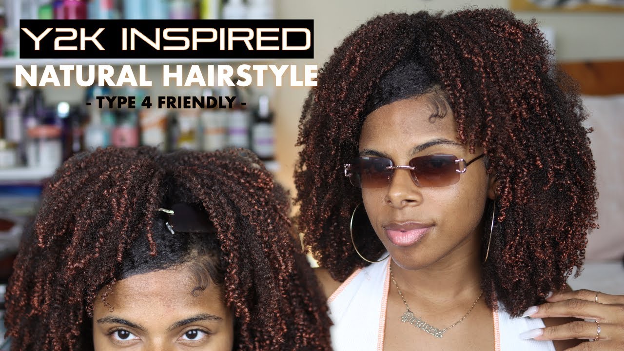 Cute + Easy Y2K Inspired Natural Hairstyle 😍🔥 | TYPE 4 FRIENDLY | Half up  Half Down w/ Swoop - YouTube