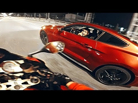 Устроили ночные гонки по городу - Мотоцикл VS Ford Mustang