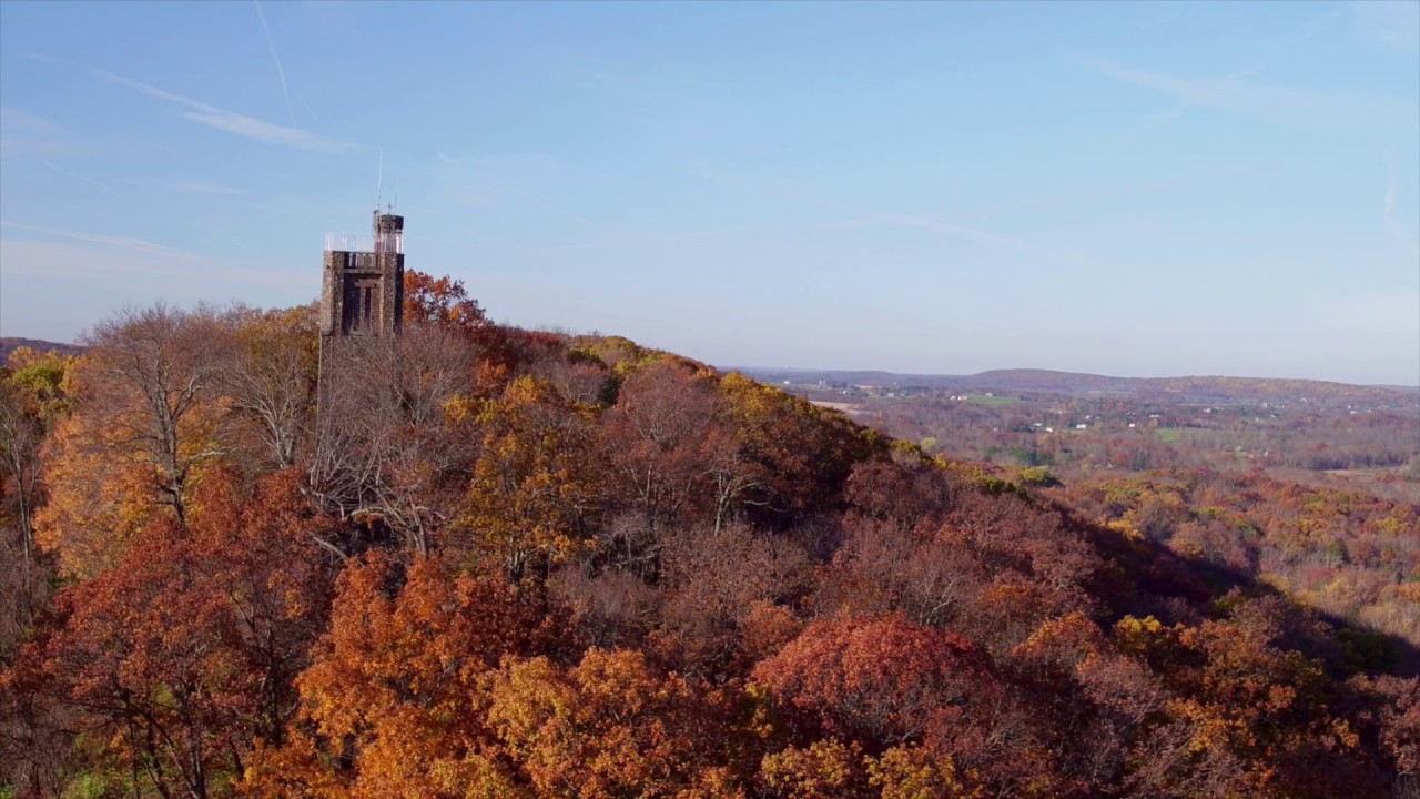 Aerial footage of Bowman's Hill Tower in Bucks County YouTube