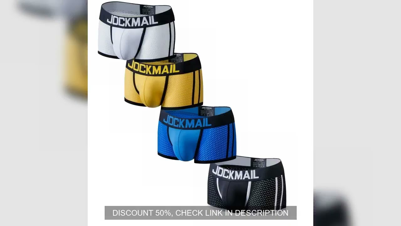 JOCKMAIL 4Pcs Man Underpants Boxershorts Men Boxers Male Breathable Ice Silk Mesh Quick Drying Under