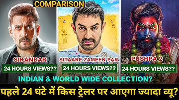 Sikandar vs Pushpa 2 vs Sitaare Zameen Par First 24 Hours Teaser Views| Amir Khan | SZP MOVIE