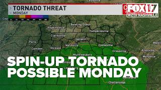 Severe storms, spin-up tornado possible Monday for Middle Tennessee