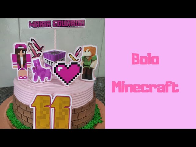 Bolo Minecraft Menina 🧱💕 #bolominecraft #bolominecraftmenina