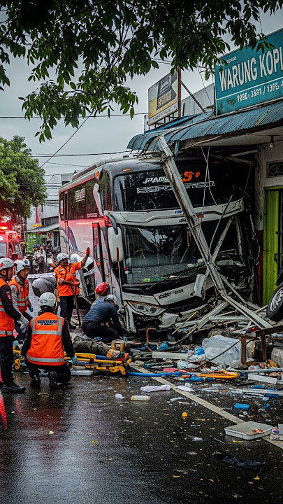 🚨 Bus Oleng Tabrak Ruko & Mobil! Detik-Detik Mencekam 😱🚌💥